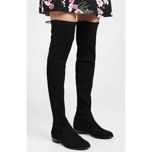 Stuart Weitzman Lowland Over The Knee Boots Thigh High Suede Block Heel Flat